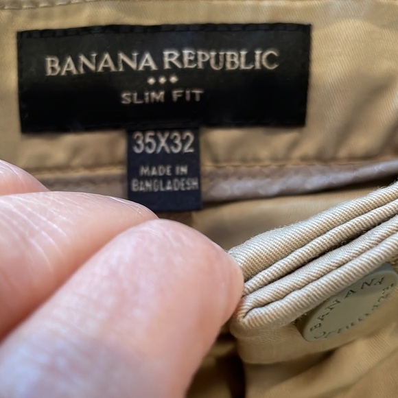 Men's Banana Republic factory preppy classic Khaki dress pants 35 x 32 slim fit - Picture 2 of 5